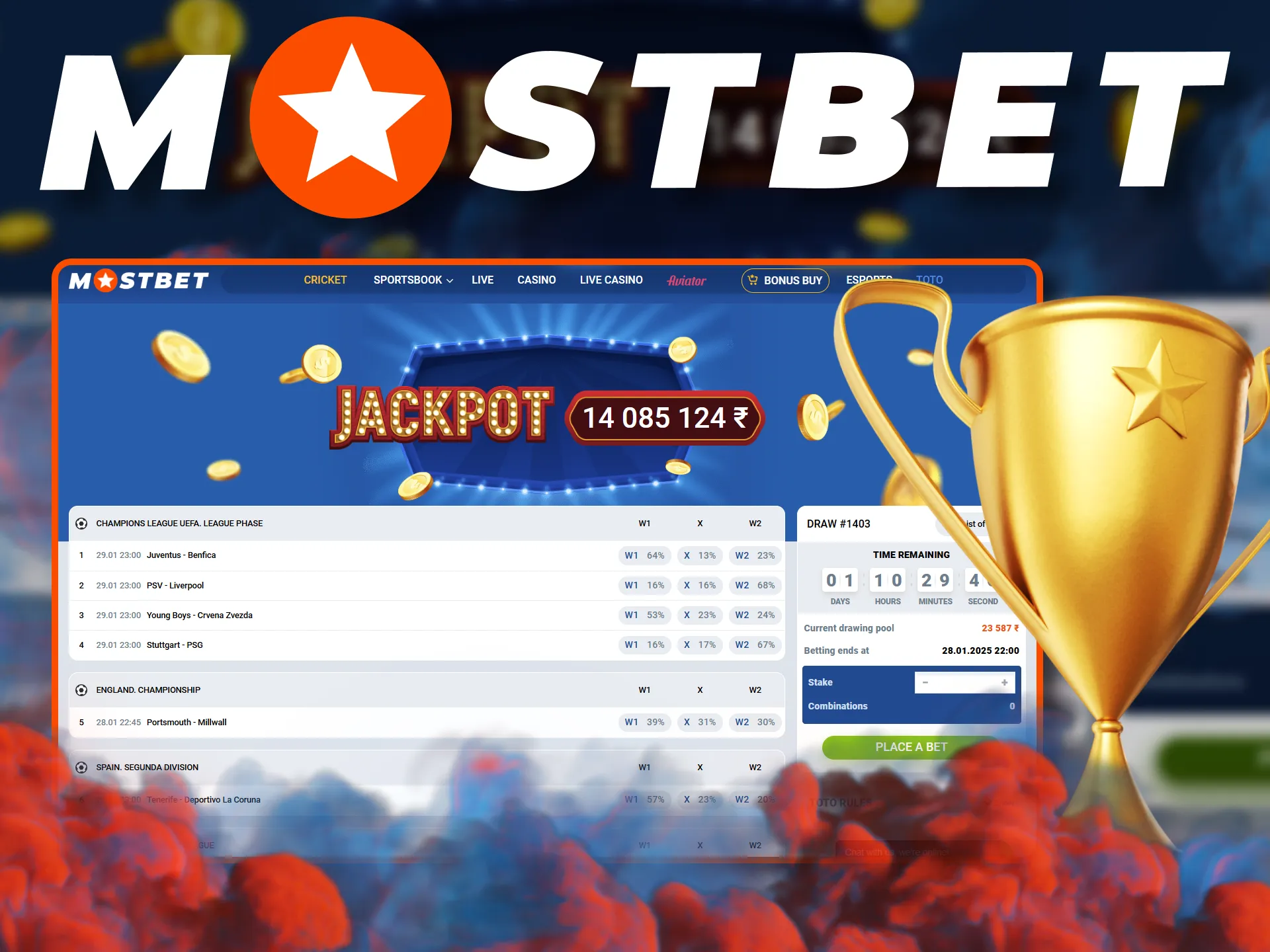 TOTO is a thrilling game available on Mostbet.