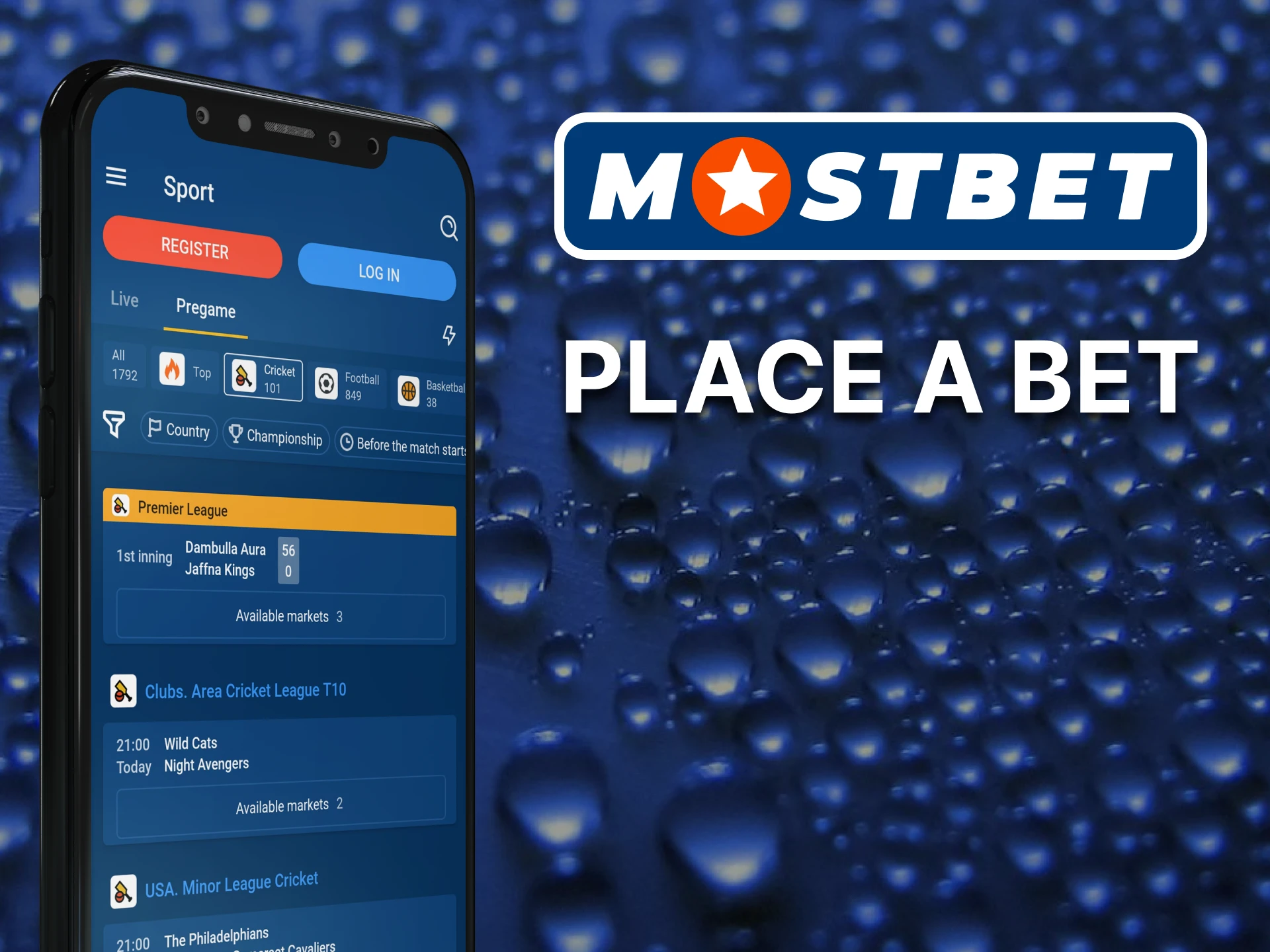 Start placing sports bets through the Mostbet app.