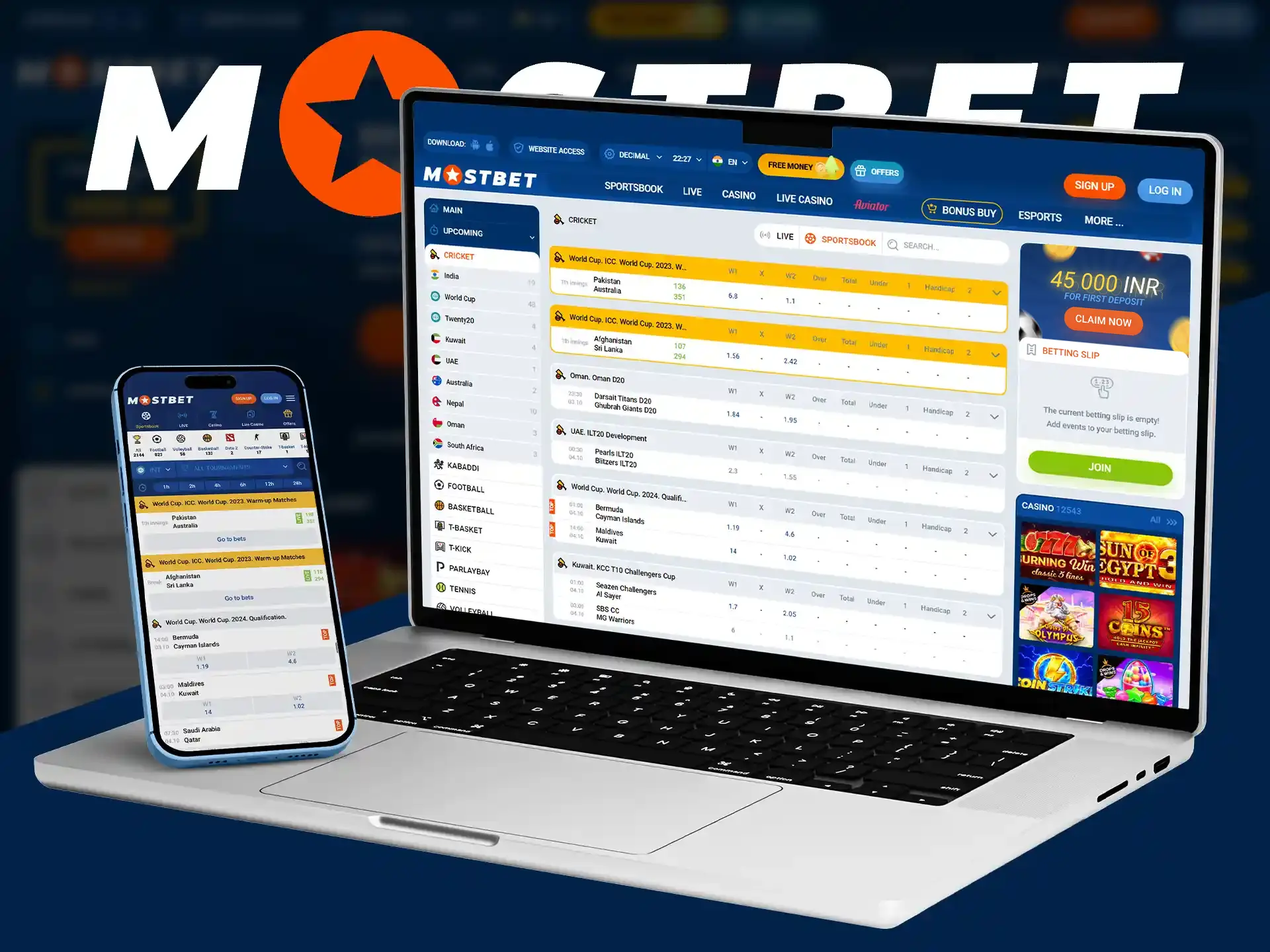 Features for betting on cricket at Mostbet.
