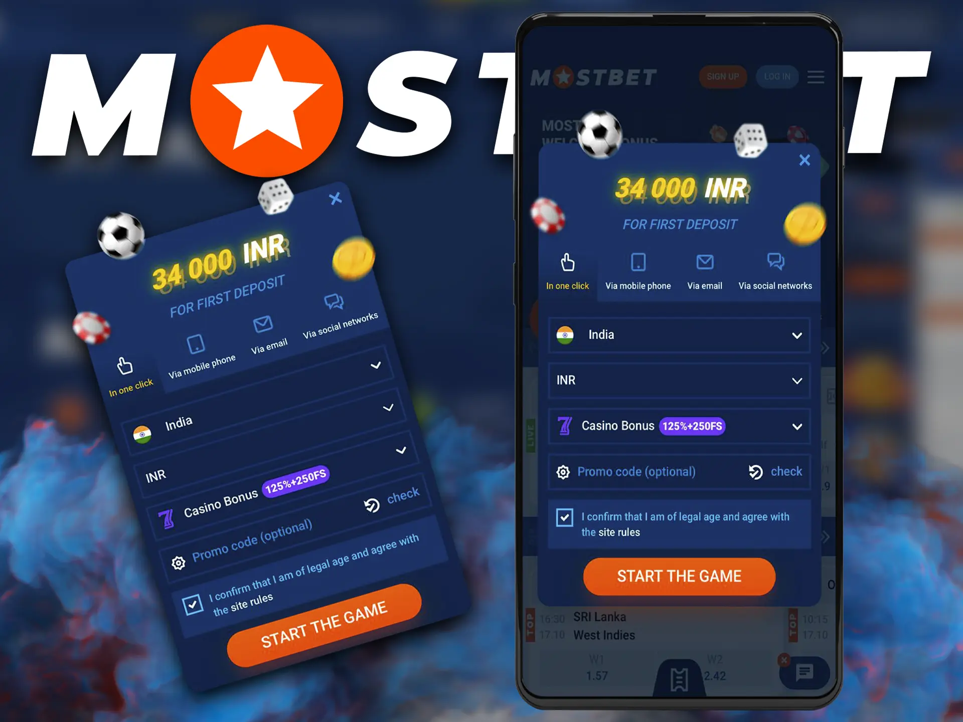 Complete a simple registration to start betting and playing slots with Mostbet.