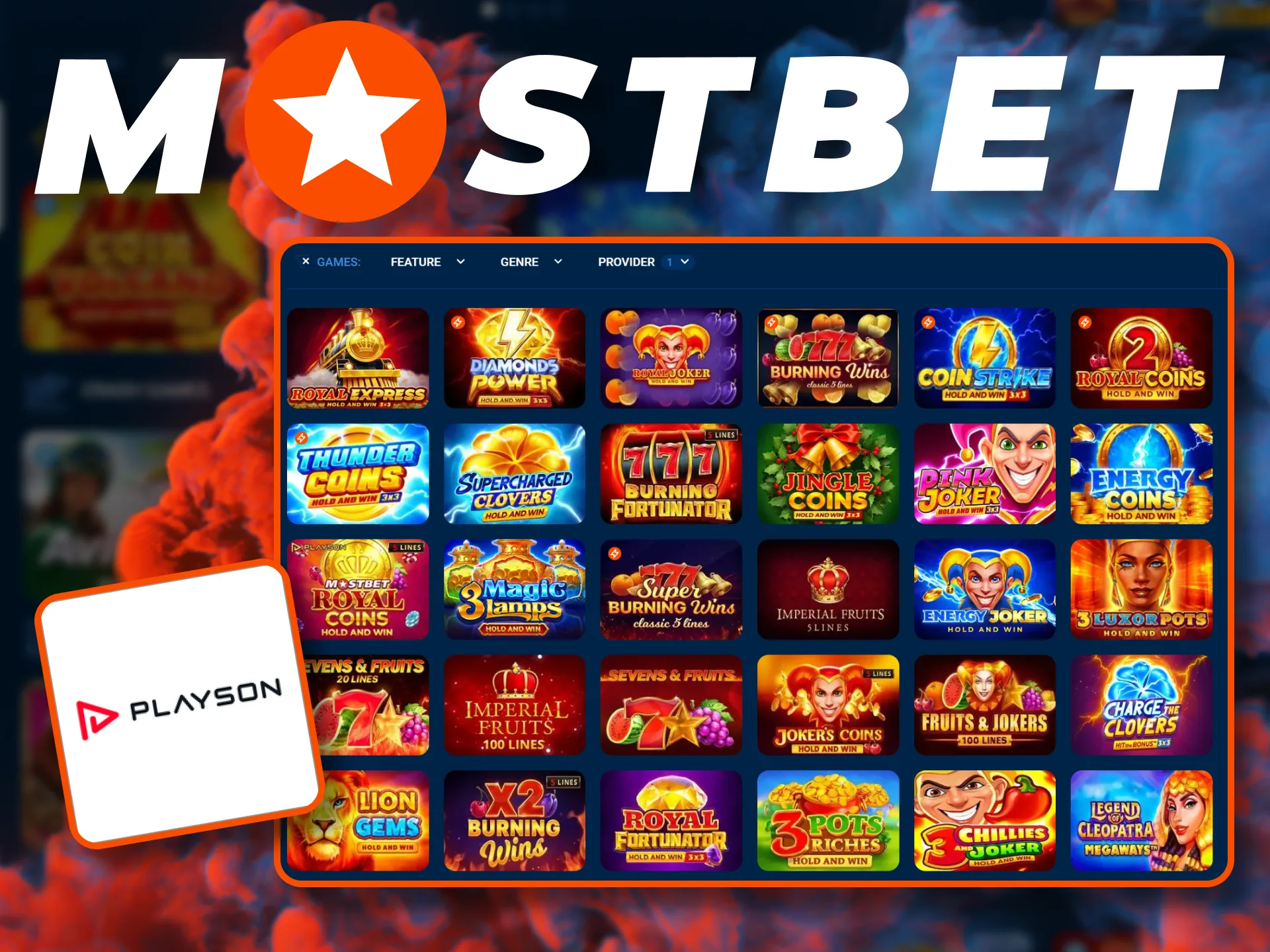 Mostbet casino provides slot games by Playson.